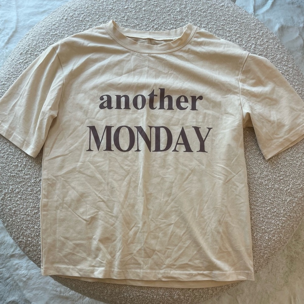Cream Graphic Tee with 'Another Monday' Print